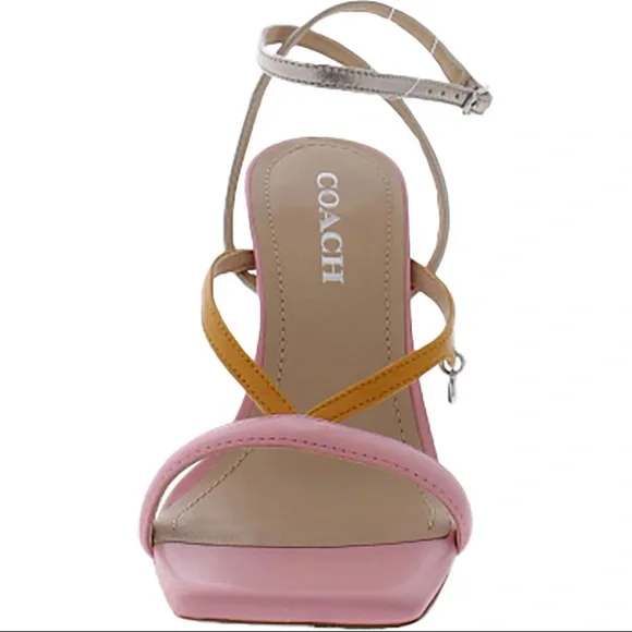 Coach Kali Pink and Tan Heels Viral 100% Authentic Brand new in Box RT 799$ - Picture 2 of 14